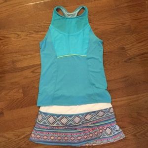 Tennis 2 Piece 💕🎾 blue tank & multi skirt Sz 4